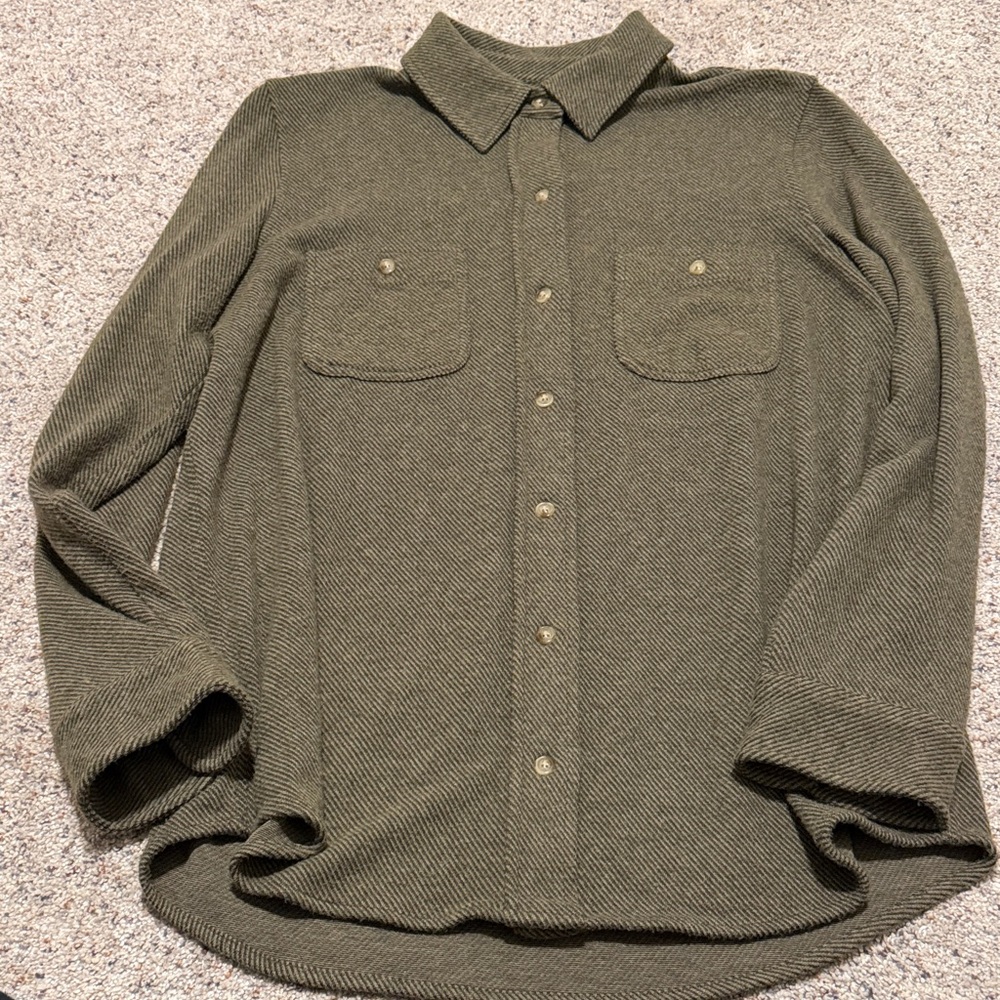 Faherty Legend Sweater Shirt, Olive Green Button-Up Shirt